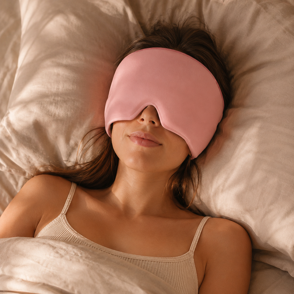 Femme portant bandeau ThermoRelax migraine allongée détendue YaNa Confort