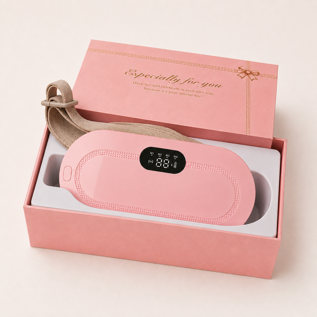 Gros plan écran digital LED ceinture rose ThermoCalm YaNa Confort