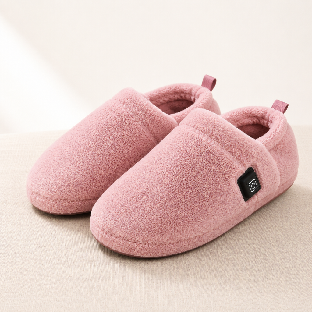 Chaussons chauffants USB rose peluche douce YaNa Confort