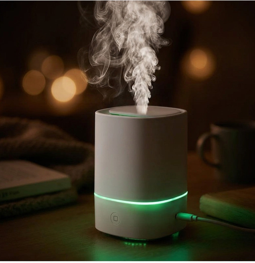 Gros plan brume et lumière LED diffuseur aromathérapie YaNa Confort