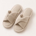 Pantoufles douces velours côtelé rbeige YaNa Confort