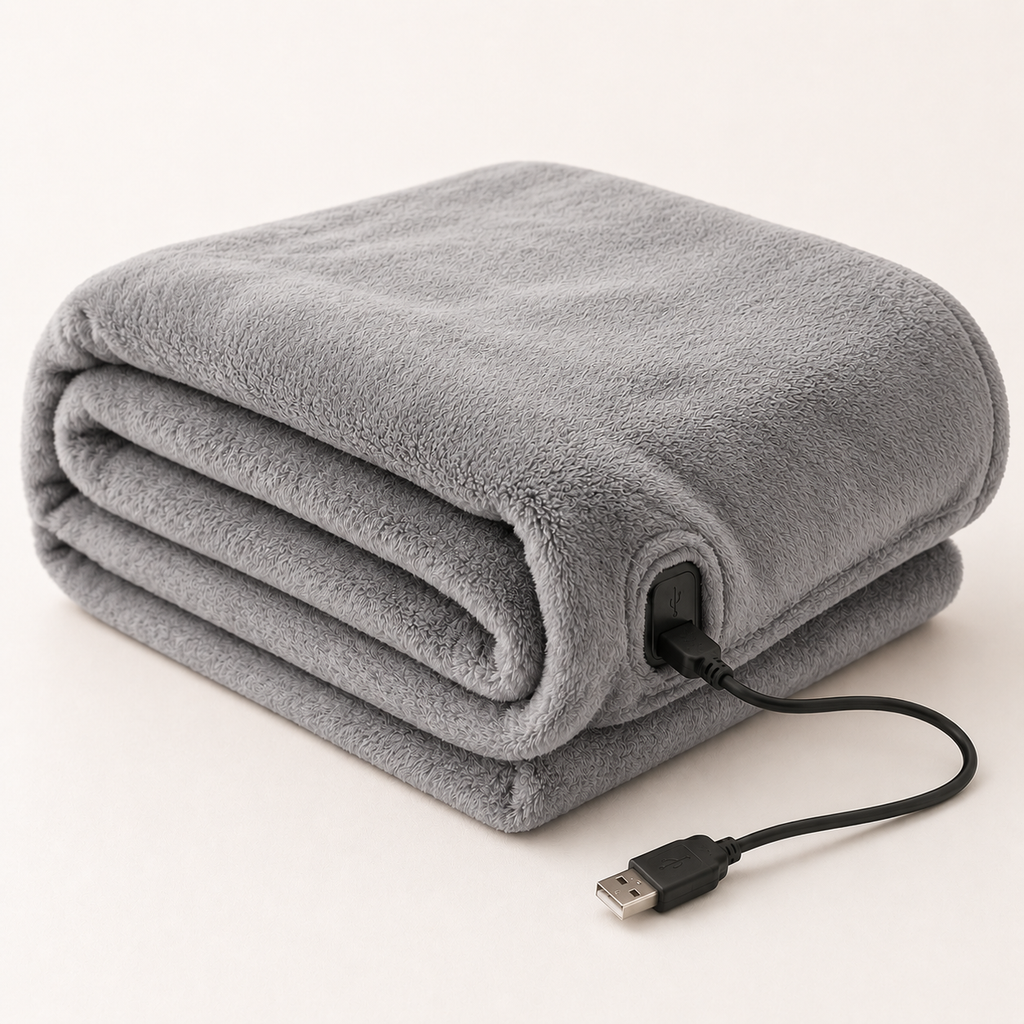 Plaid chauffant USB gris doux polaire épaisse YaNa Confort